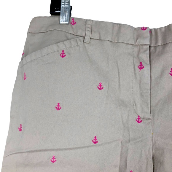 Charter Club Plus Size 18 Nautical Bermuda Shorts w/Pink Anchors Graphic Beige - Picture 7 of 7